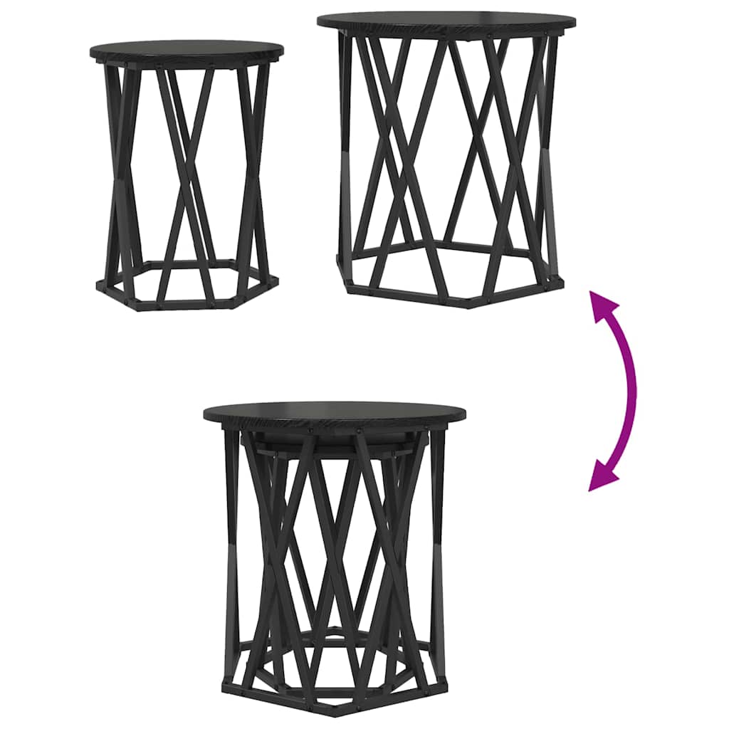 Couchtisch 2 pcs Schwarz Eichen-Optik 50 x 50 x 50 cm