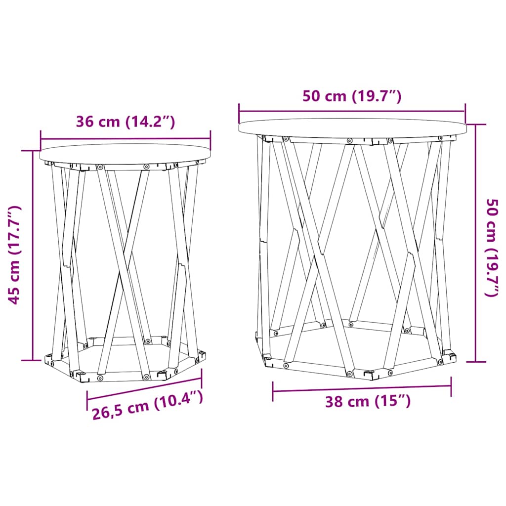 Couchtisch 2 pcs Sonoma-Eiche 50 x 50 x 50 cm