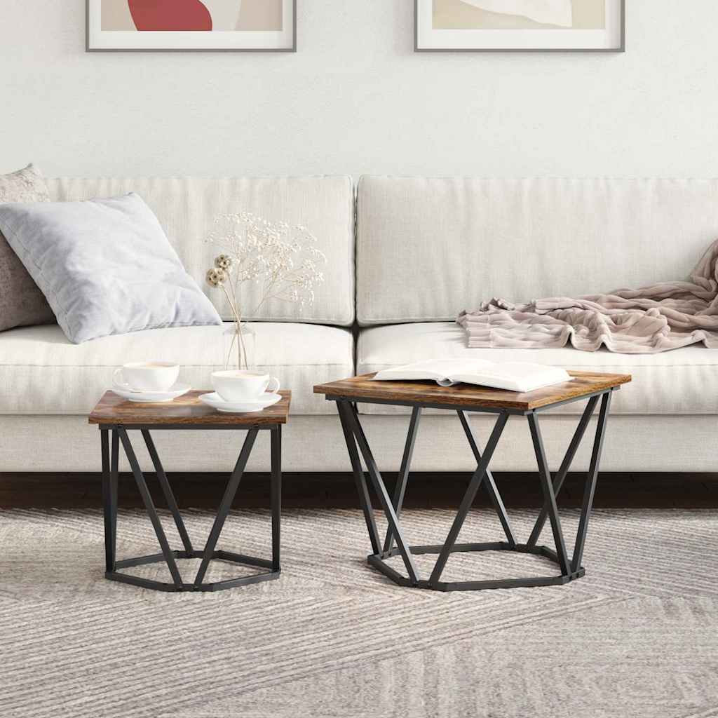 Beistelltisch-Set 2 pcs Räuchereiche 50 x 50 x 40 cm