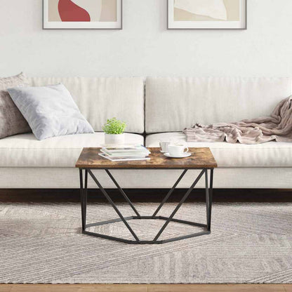 Couchtisch Räuchereiche 80 x 80 x 45 cm Ingenieurholz und Stahl