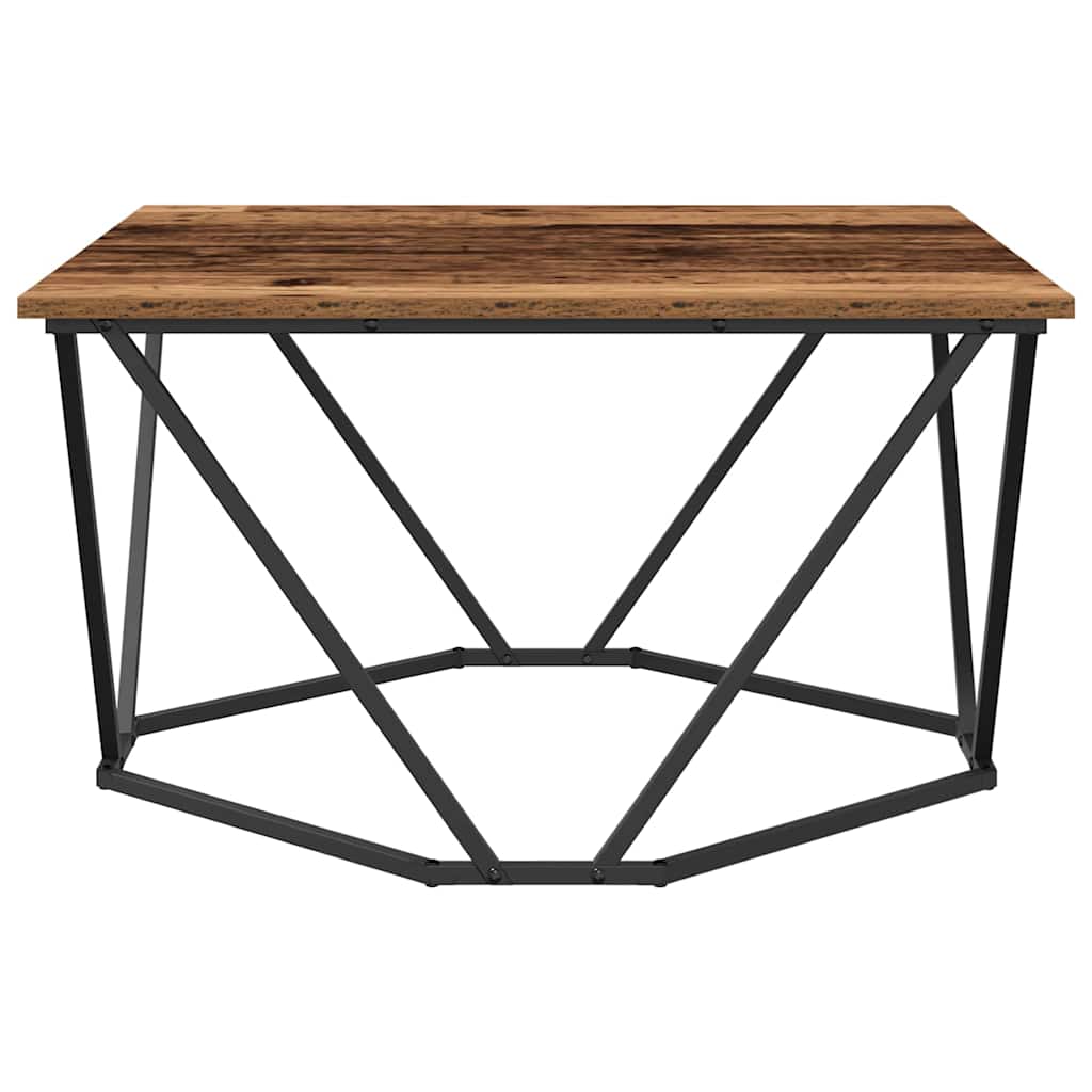 Couchtisch Altholz 80 x 80 x 45 cm Ingenieurholz und Stahl