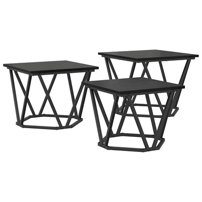 Couchtisch 3 pcs Schwarze Eiche 50 x 50 x 40 cm
