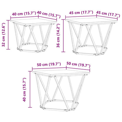 Couchtisch 3 pcs Schwarze Eiche 50 x 50 x 40 cm