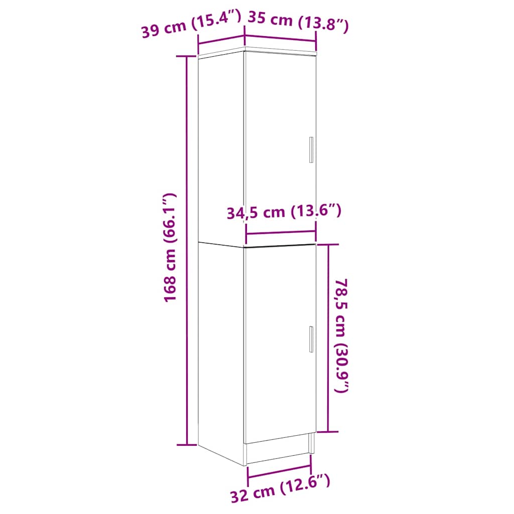 Highboard Räuchereiche 35 x 39 x 168 cm Holzwerkstoff