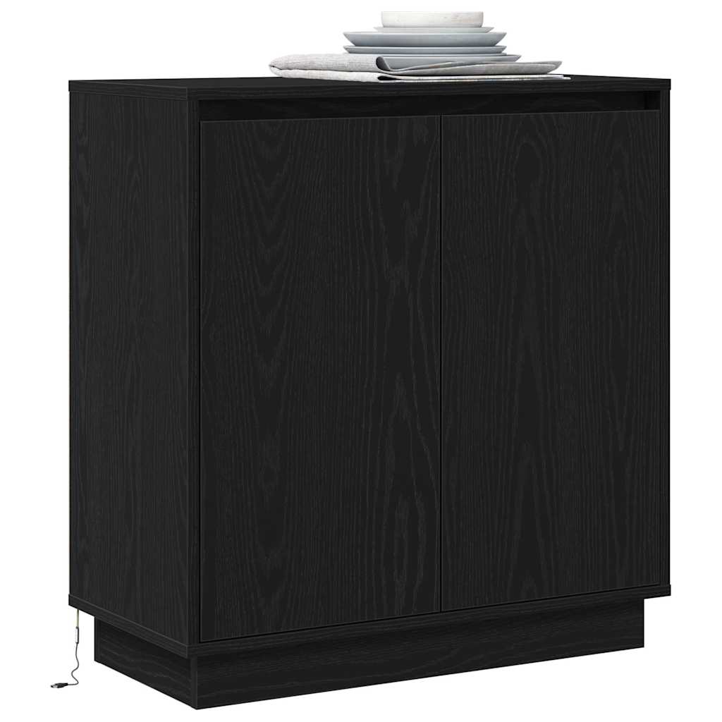 Sideboard Schwarz Eichen-Optik 71 x 34,5 x 75 cm Holzwerkstoff