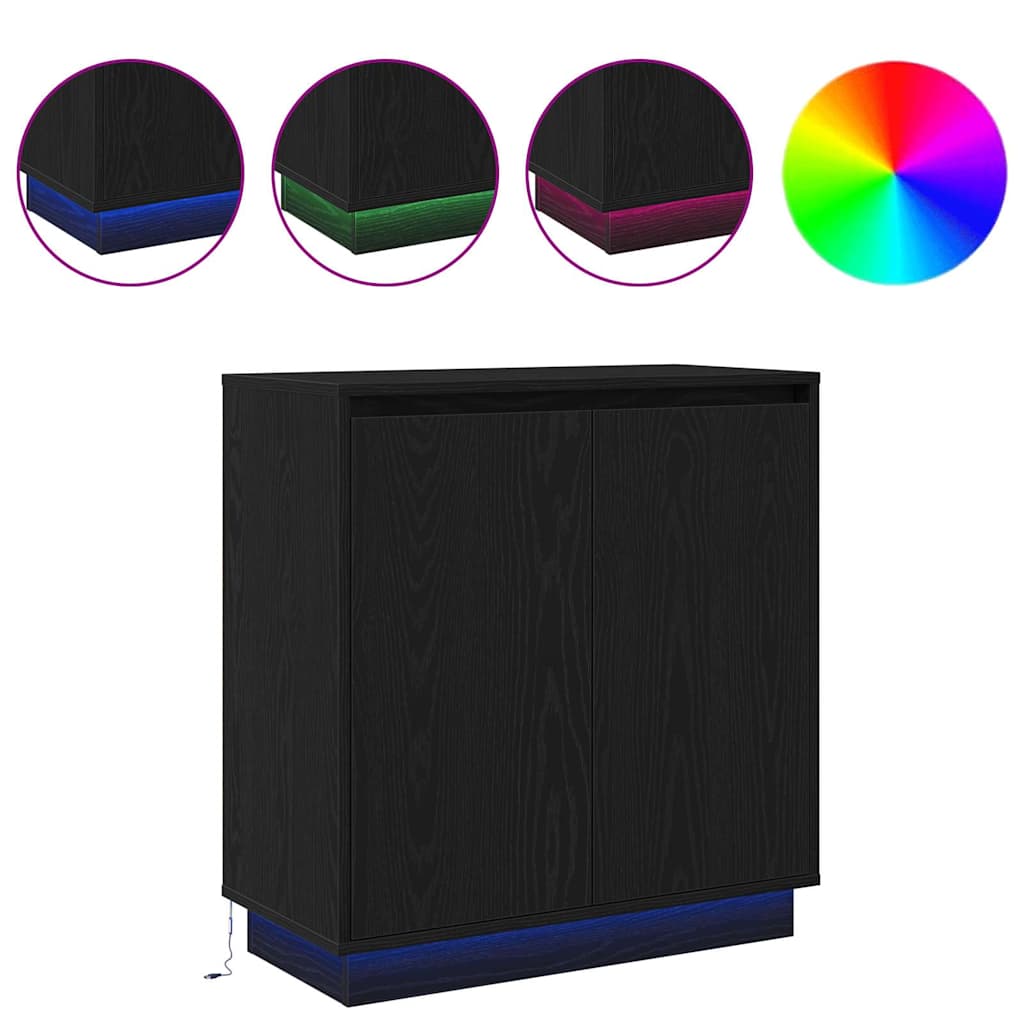 Sideboard Schwarz Eichen-Optik 71 x 34,5 x 75 cm Holzwerkstoff