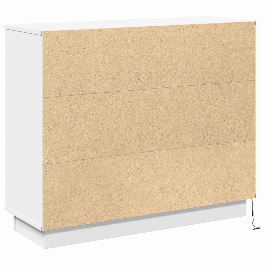 Sideboard mit Regal mit Tür Weiß 90 x 32 x 75 cm Holzwerkstoff