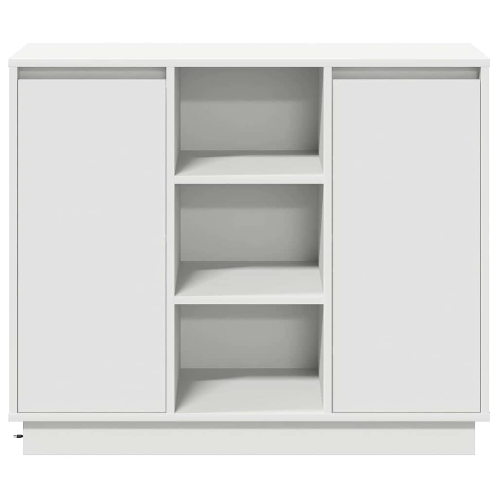 Sideboard mit Regal mit Tür Weiß 90 x 32 x 75 cm Holzwerkstoff