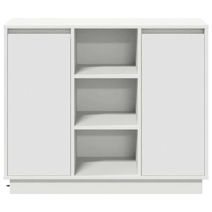 Sideboard mit Regal mit Tür Weiß 90 x 32 x 75 cm Holzwerkstoff