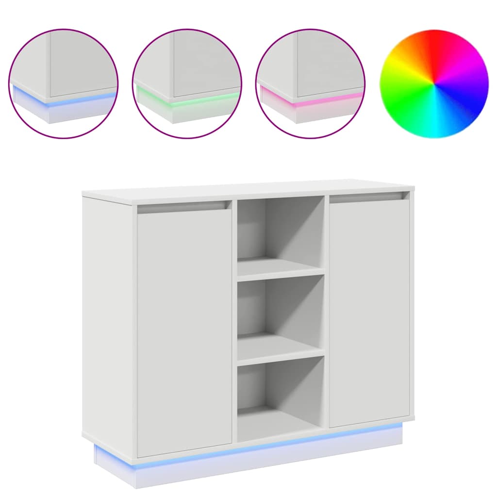 Sideboard mit Regal mit Tür Weiß 90 x 32 x 75 cm Holzwerkstoff