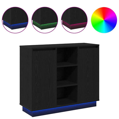 Sideboard mit Tür Schwarze Eiche 90 x 32 x 75 cm Holzwerkstoff