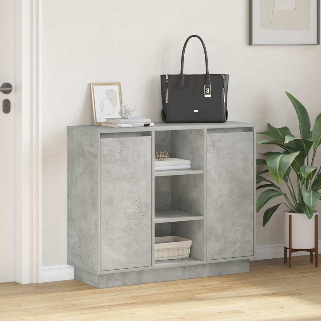 Sideboard mit Regal Beton Grau 90 x 32 x 75 cm Holzwerkstoff