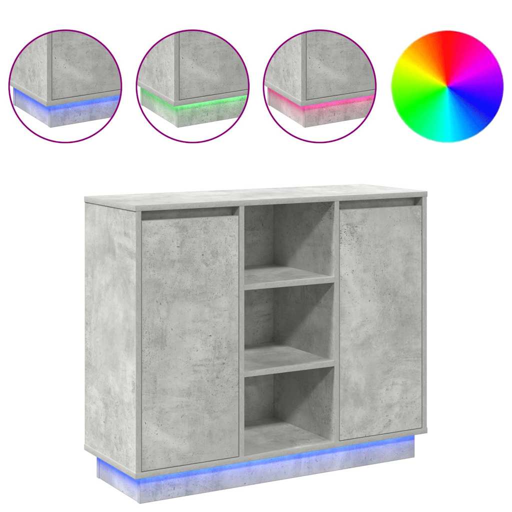 Sideboard mit Regal Beton Grau 90 x 32 x 75 cm Holzwerkstoff