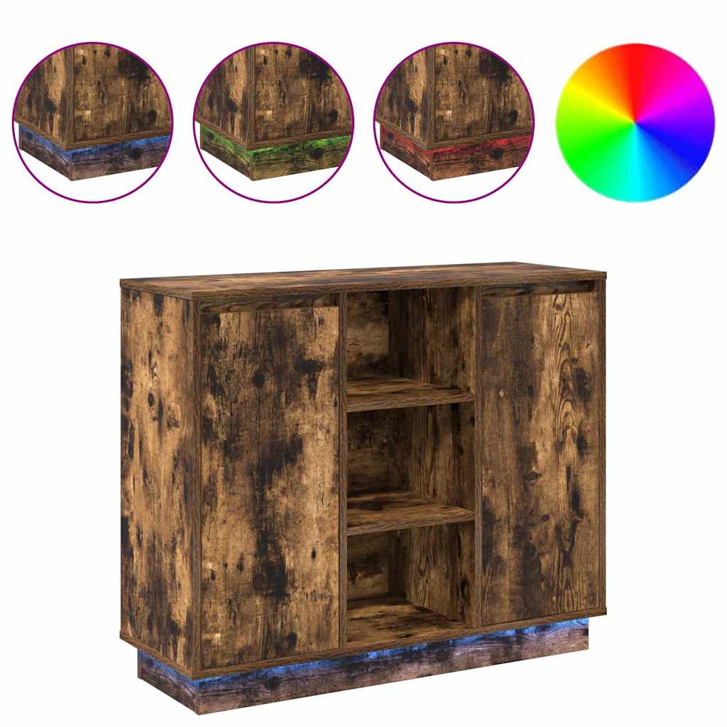 Sideboard Geräucherte Eiche 90 x 32 x 75 cm Holzwerkstoff