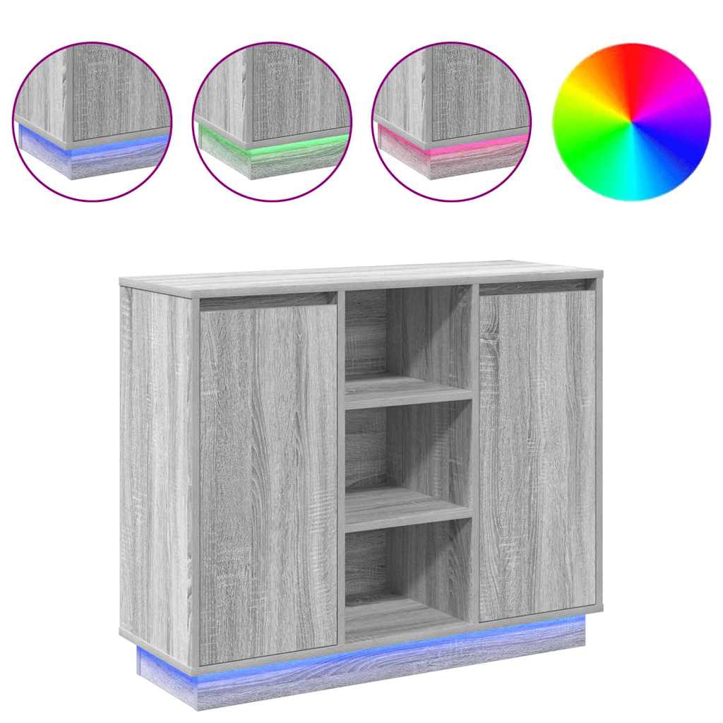 Sideboard mit Regal Graues Sonoma 90 x 32 x 75 cm Holzwerkstoff