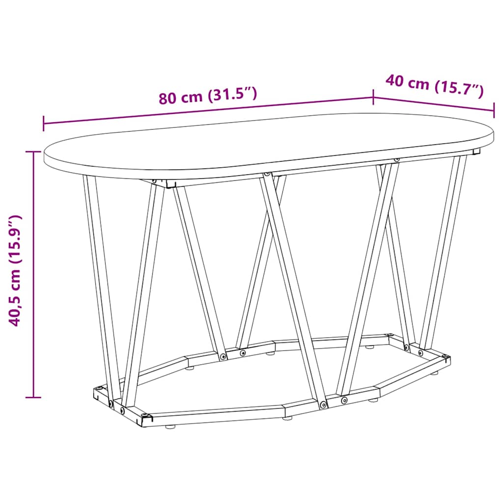 Couchtisch Sonoma Eiche 80 x 40 x 40,5 cm Sperrholz und Metall