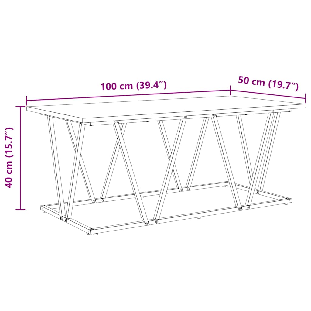Couchtisch Altholz 100 x 50 x 40 cm Sperrholz und Metall