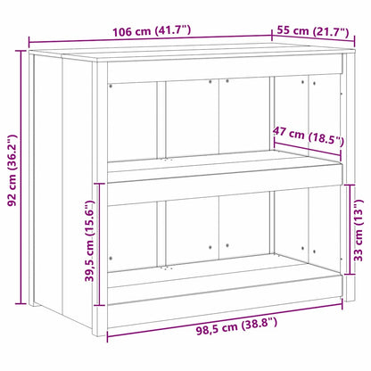 Küchenschrank mit Regal Weiß 106 x 55 x 92 cm Massivholz Kiefer