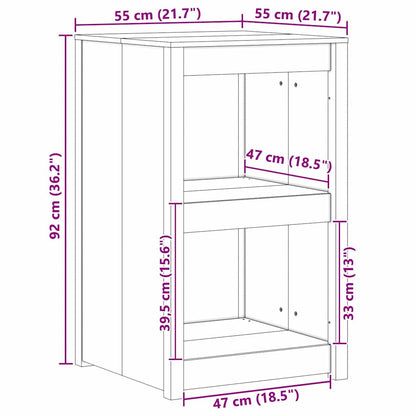Küchenschrank mit Regal Weiß 55 x 55 x 92 cm Massivholz Kiefer