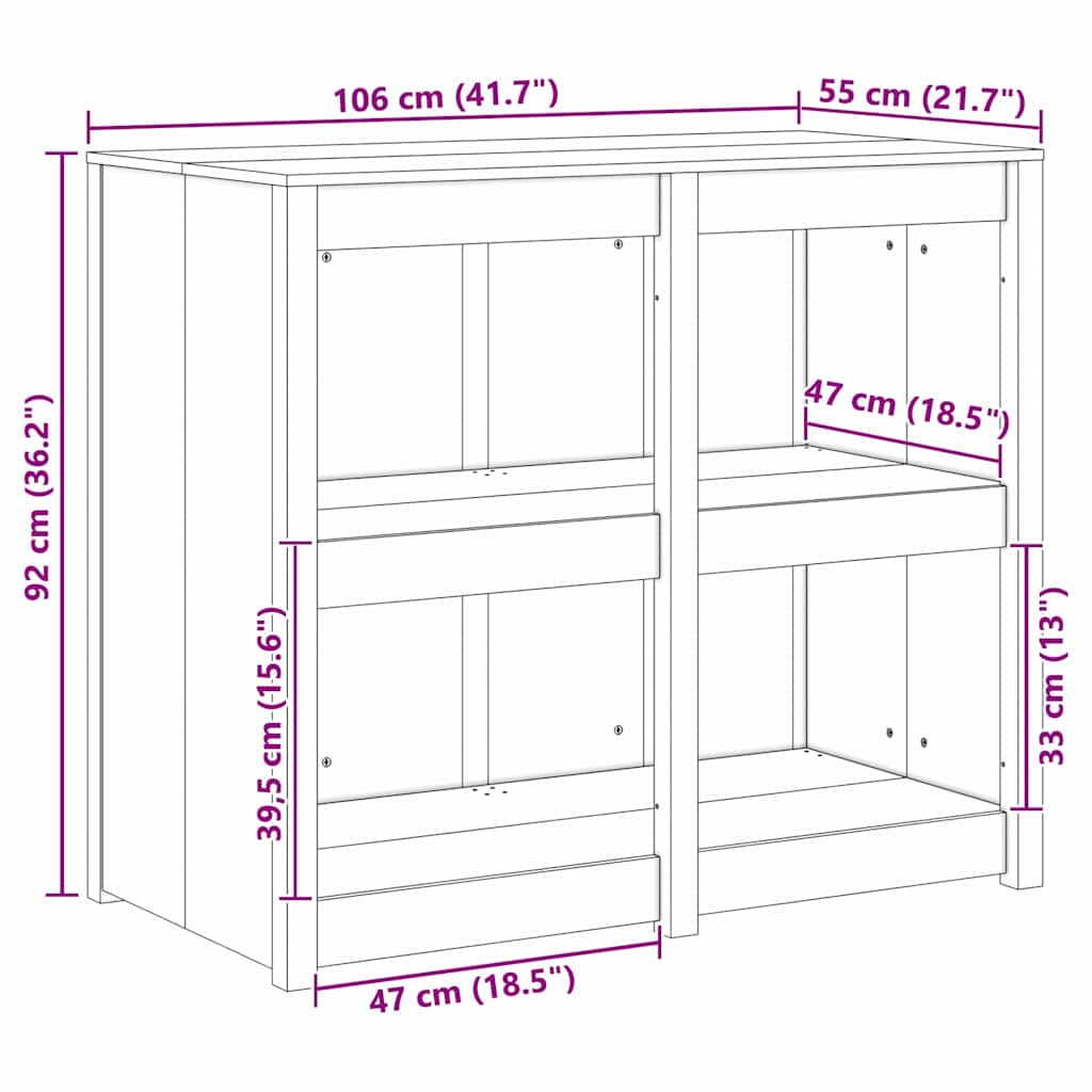 Küchenschrank Braun 106 x 55 x 92 cm Massives Douglasienholz