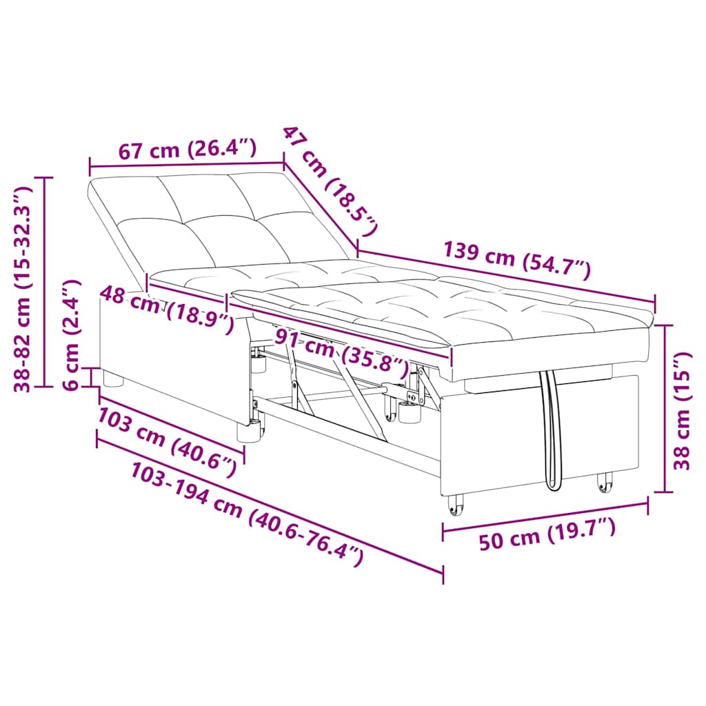 Sofa Bett Rot 194 x 67 x 37 cm Stoff