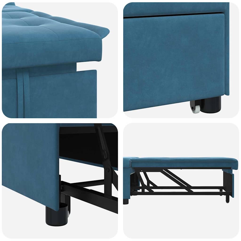 Schlafsofa Blau 67 x 194 x 38 cm Samt