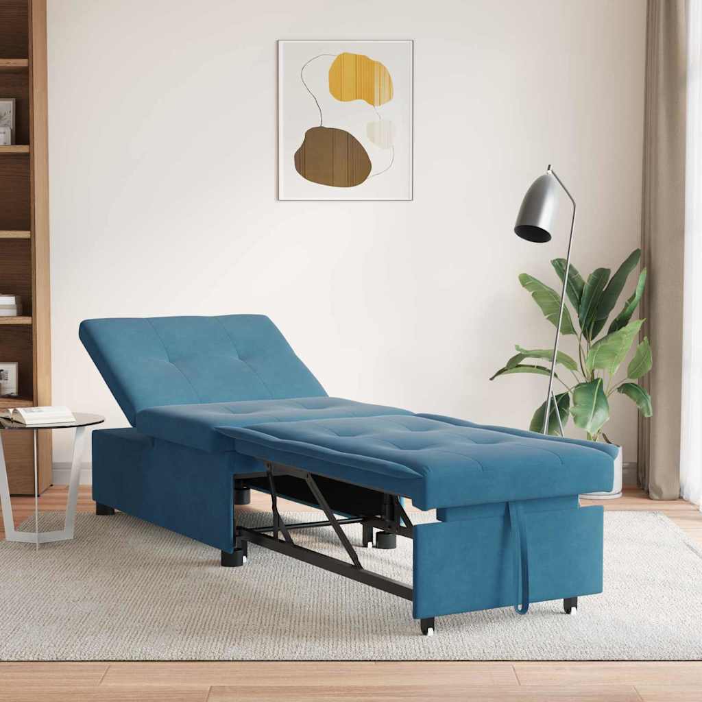 Schlafsofa Blau 67 x 194 x 38 cm Samt