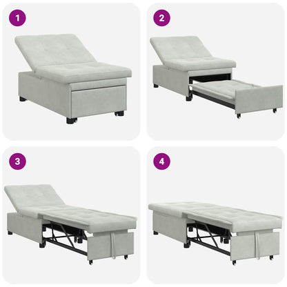 Schlafsofa Hellgrau 67 x 194 x 38 cm Samt