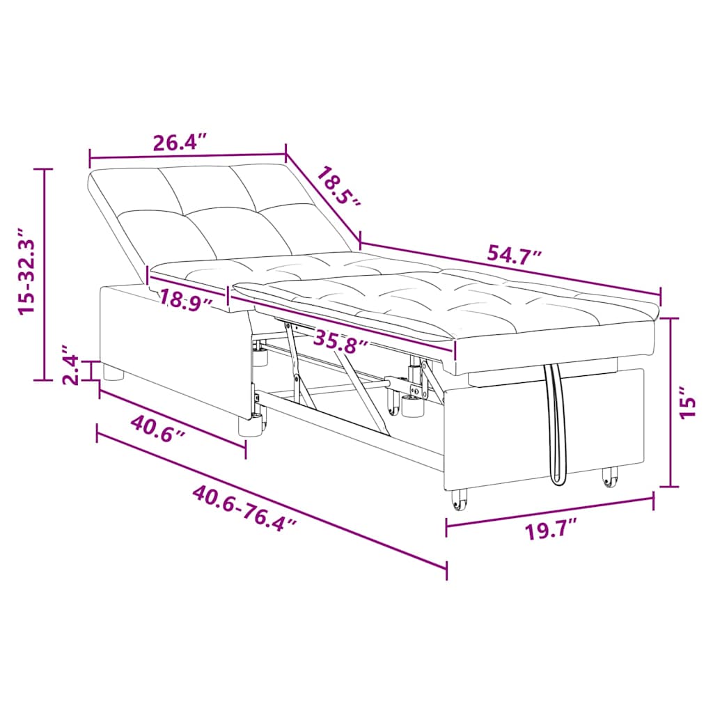 Schlafsofa Dunkelgrau 67 x 194 x 38 cm Samt