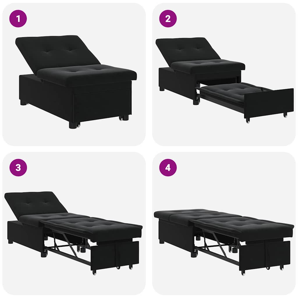 Schlafsofa Schwarz 67 x 194 x 38 cm Samt