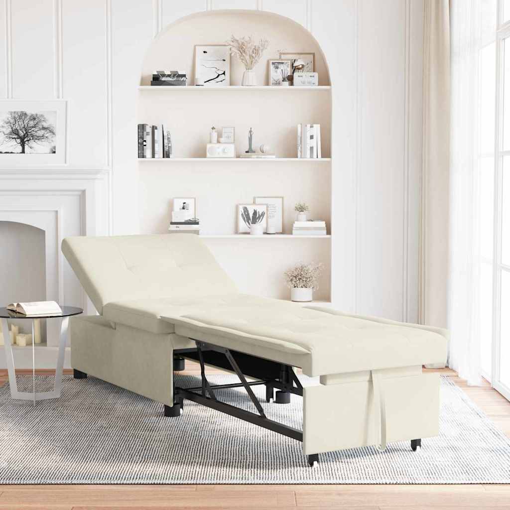 Schlafsofa Creme 67 x 194 x 38 cm Samt