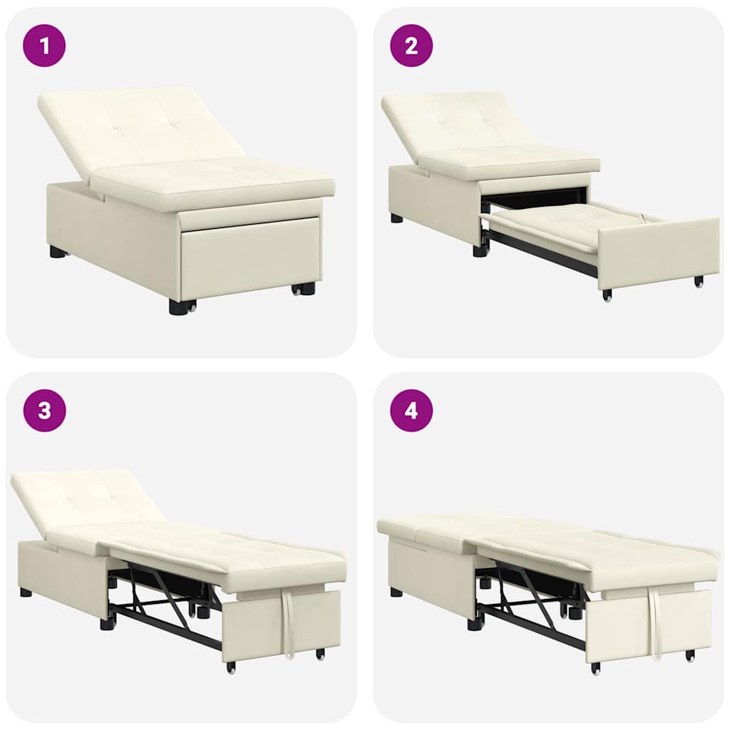 Schlafsofa Creme 67 x 194 x 38 cm Samt