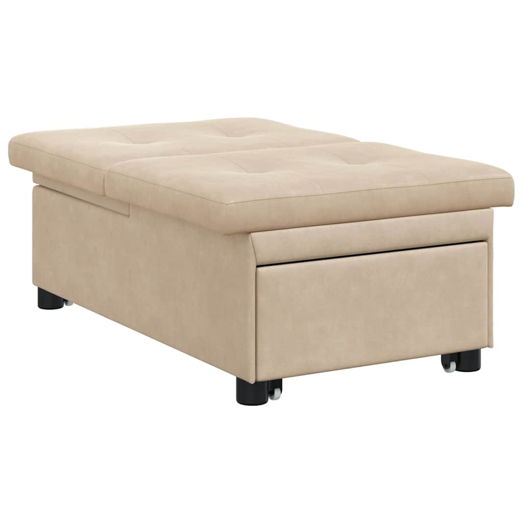 Schlafsofa mit Kissen Creme 67 x 194 x 82 cm Mikrofaserstoff