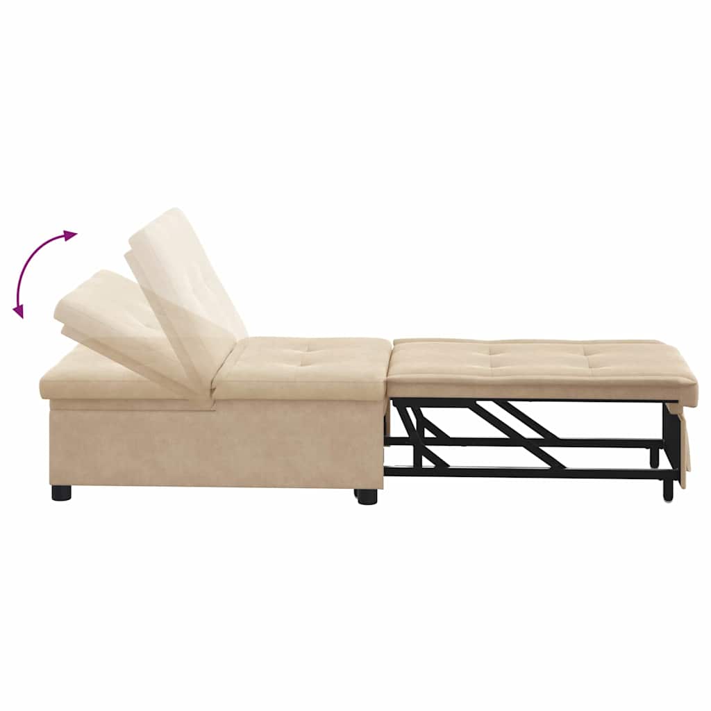 Schlafsofa mit Kissen Creme 67 x 194 x 82 cm Mikrofaserstoff