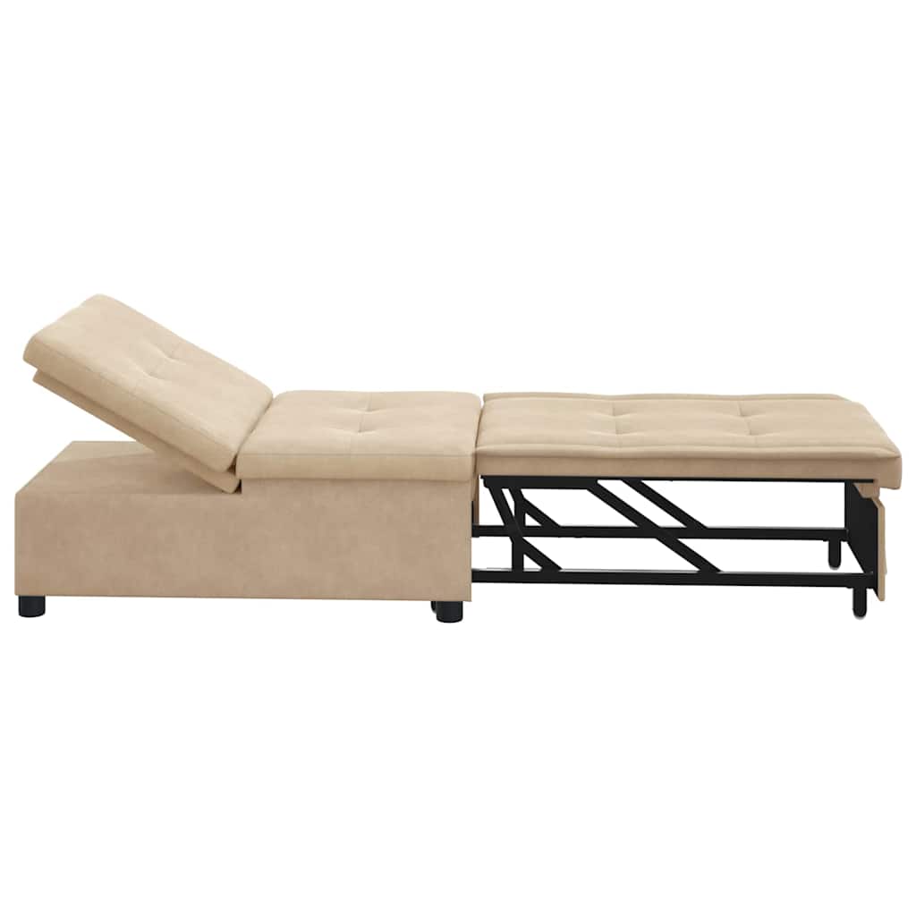 Schlafsofa mit Kissen Creme 67 x 194 x 82 cm Mikrofaserstoff