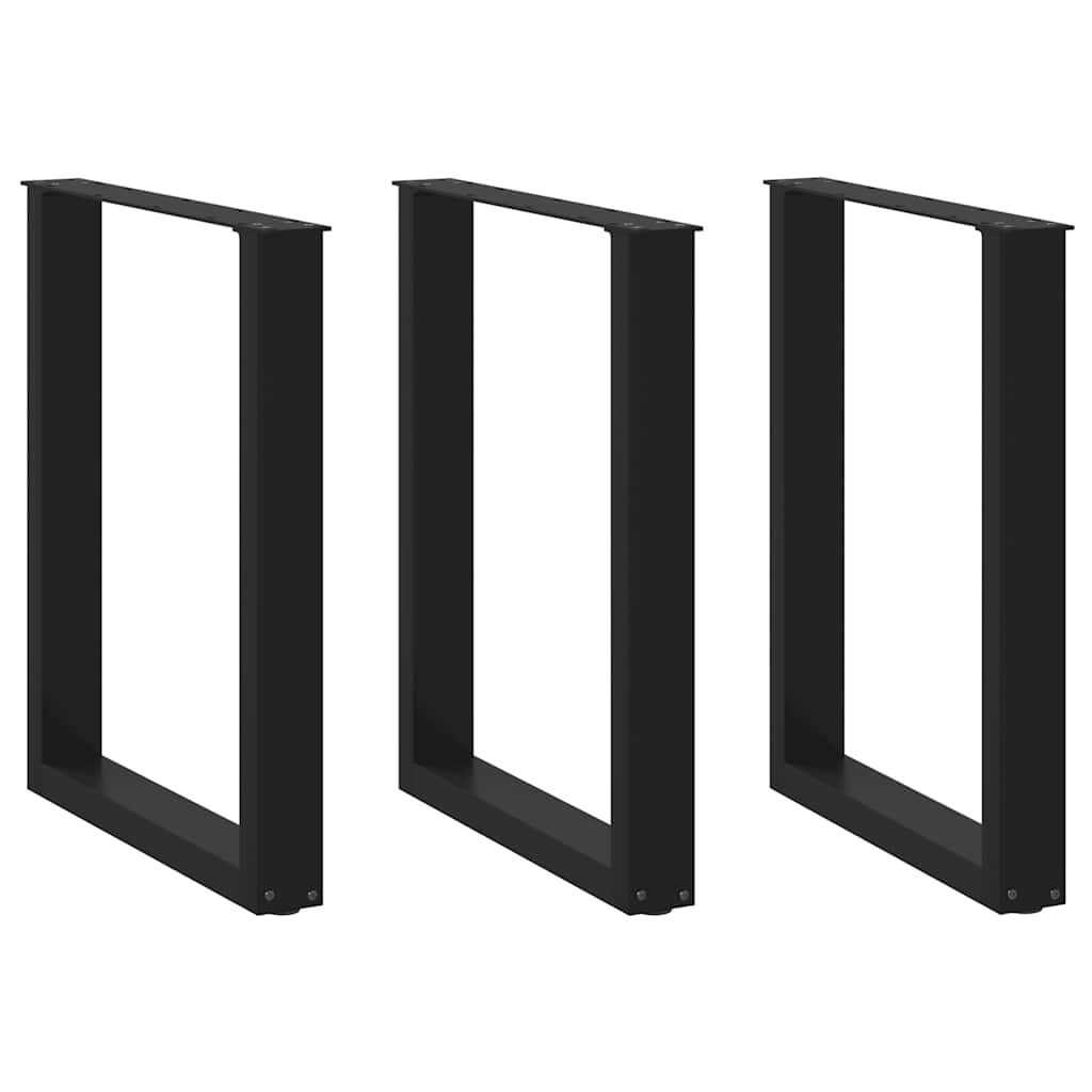 Esstischbeine U-Form 3 Stk. Schwarz 70x(72-73) cm Stahl