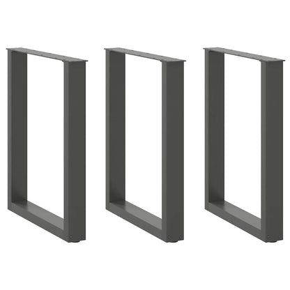 Esstischbeine U-Form 3 Stk. Anthrazit 70x(72-73) cm Stahl