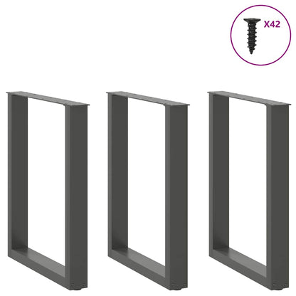 Esstischbeine U-Form 3 Stk. Anthrazit 70x(72-73) cm Stahl