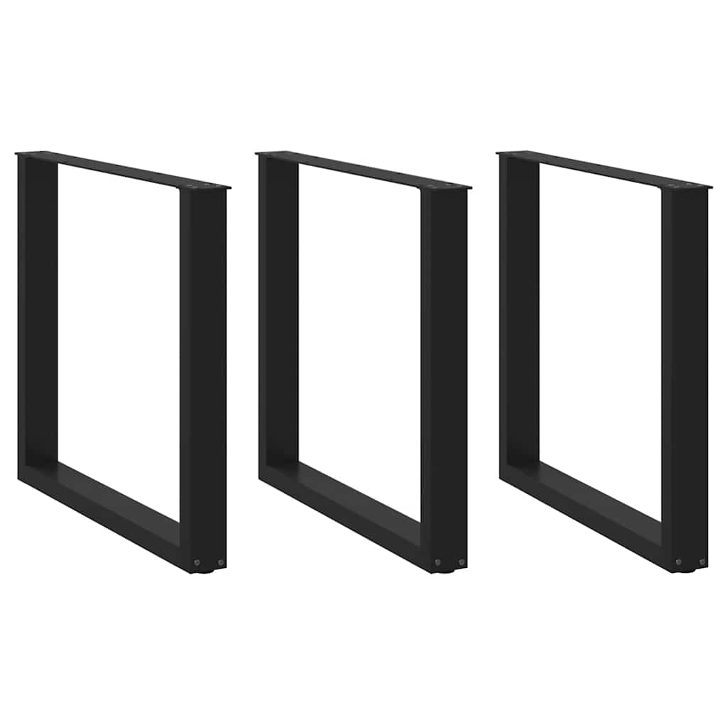 Esstischbeine U-Form 3 Stk. Schwarz 80x(72-73) cm Stahl