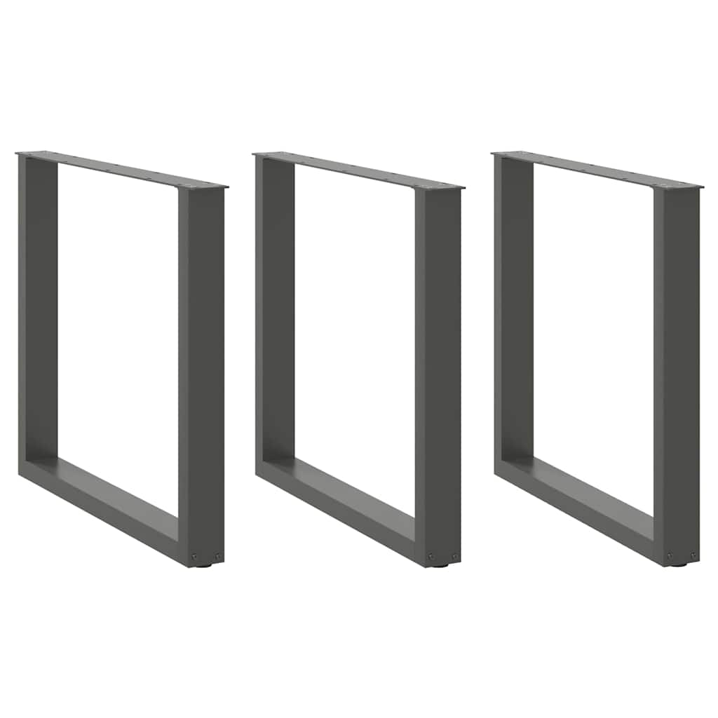 Esstischbeine U-Form 3 Stk. Anthrazit 80x(72-73) cm Stahl
