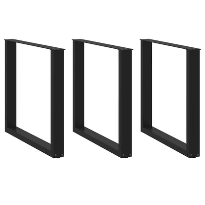 Esstischbeine U-Form 3 Stk. Schwarz 90x(72-73) cm Stahl