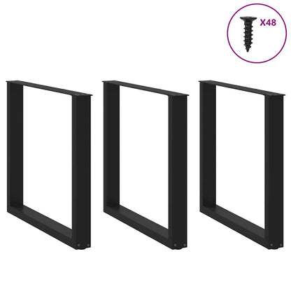 Esstischbeine U-Form 3 Stk. Schwarz 90x(72-73) cm Stahl