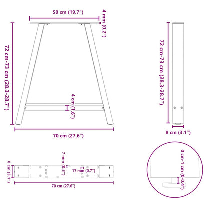 Esstischbeine A-Form 2 Stk. Schwarz 70x(72-73) cm Stahl