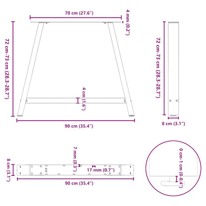 Esstischbeine A-Form 2 Stk. Schwarz 90x(72-73) cm Stahl