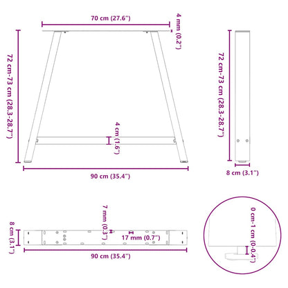 Esstischbeine A-Form 2 Stk. Anthrazit 90x(72-73) cm Stahl