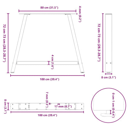 Esstischbeine A-Form 2 Stk. Schwarz 100x(72-73) cm Stahl