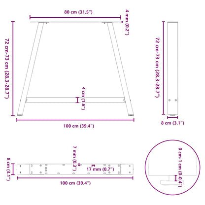 Esstischbeine A-Form 2 Stk. Anthrazit 100x(72-73) cm Stahl