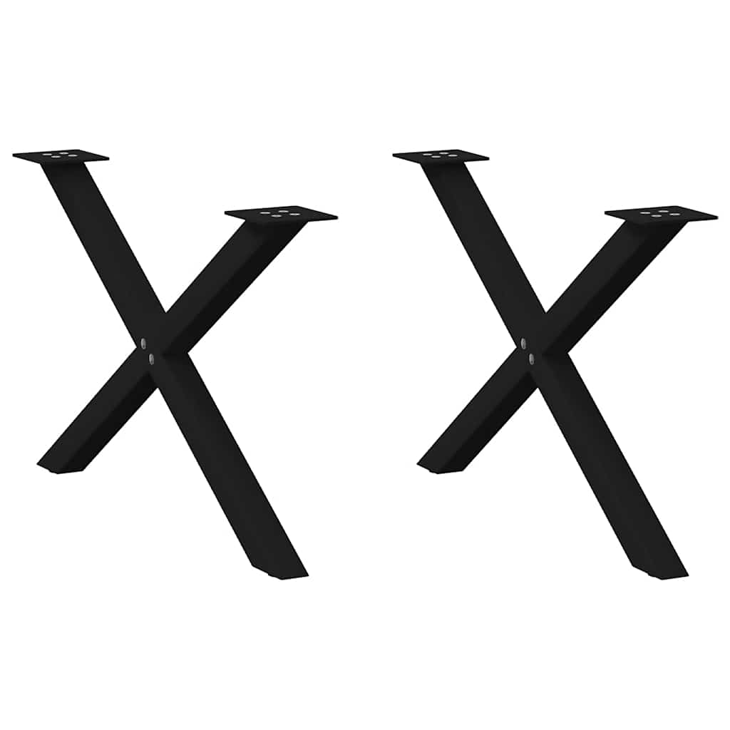 Couchtischbeine X-Form 2 Stk. Schwarz 70x(42-43) cm Stahl