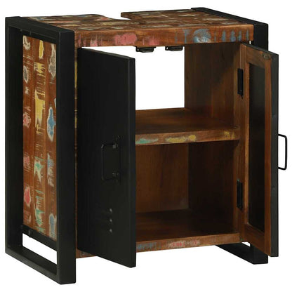 Waschbeckenschrank Braun 55 x 35 x 60 cm Massivholz Altholz