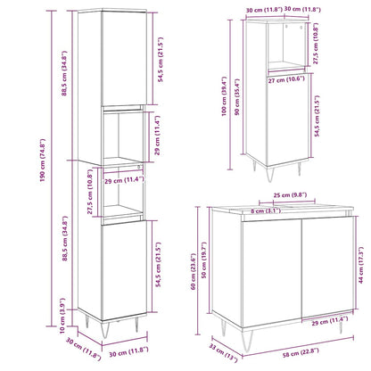 3-tlg. Badmöbel-Set Sonoma-Eiche Holzwerkstoff